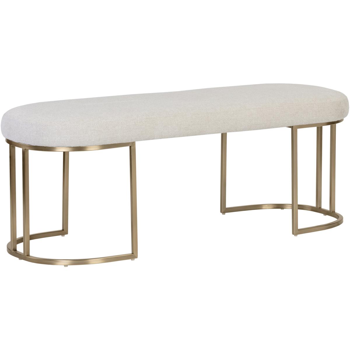 Aliyah Modern Classic Beige Performance Antique Brass Bench